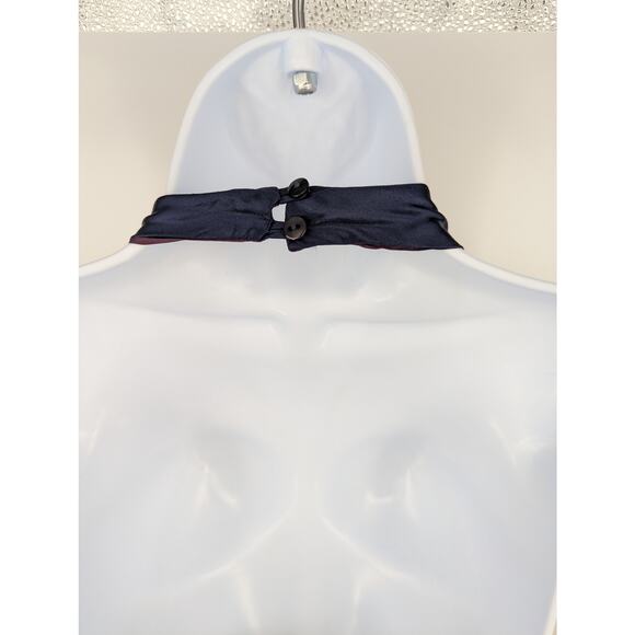 Navy Satin Beaded Halter Evening Gown Open Back Formal Maxi Dress Size 6 - Picture 7 of 9